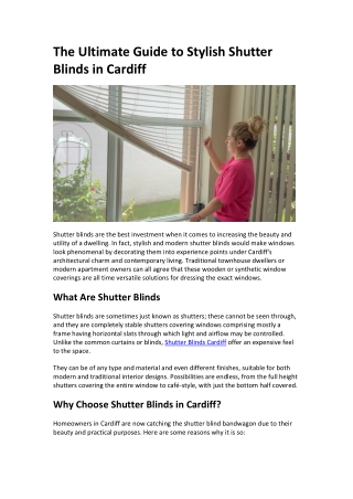 The Ultimate Guide to Stylish Shutter Blinds in Ca