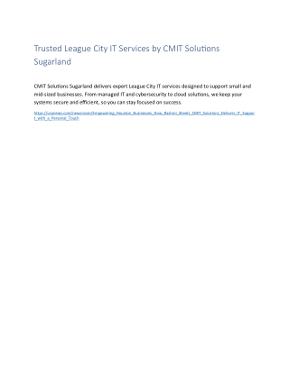 Trusted League City IT Services by CMIT Solutions Sugarland