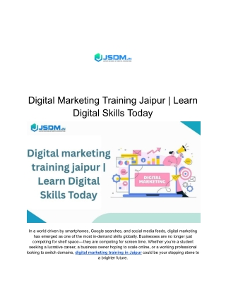 Digital Marketing Training Jaipur _ Learn Digital Skills Today