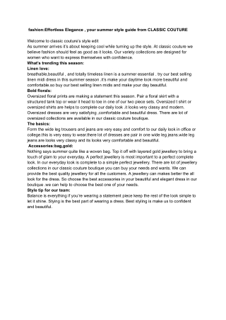 fashion:Effortless Elegance , your summer style guide from CLASSIC COUTURE