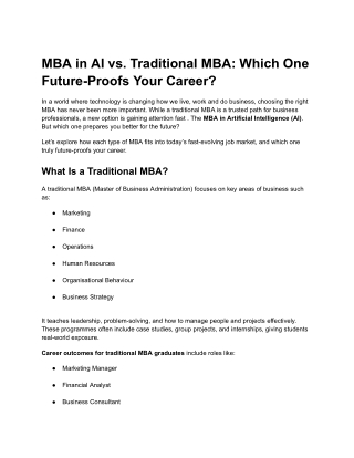 MBA in AI vs traditional MBA