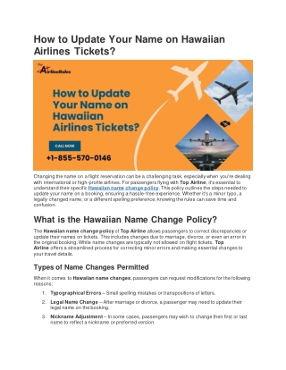 How to Update Your Name on Hawaiian Airlines Tickets