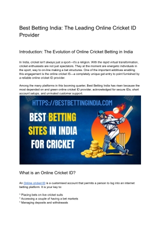 Best Betting India: The Leading Online Cricket ID Provider