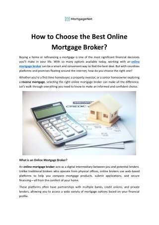 How to Choose the Best Online Mortgage Broker