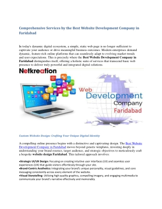 Comprehensive Services by the Best Website Development Company in Faridabad