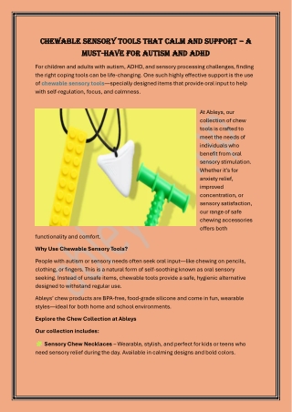 Chewable Sensory Tools That Calm and Support – A Must-Have for Autism and ADHD