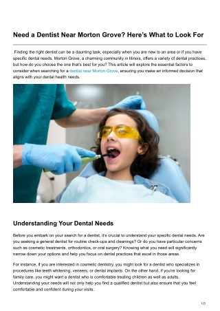 Need a Dentist Near Morton Grove Here’s What to Look For