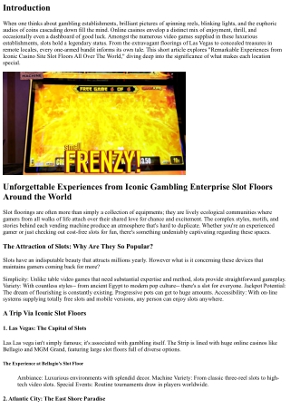 Extraordinary Experiences from Iconic Gambling Establishment Port Floors All Ove