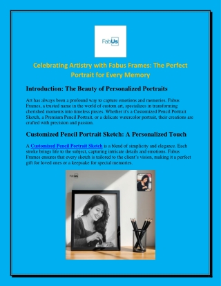Celebrating Artistry with Fabus Frames The Perfect Portrait for Every Memory