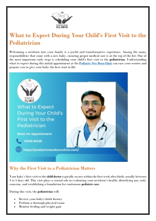 What to Expect During Your Child’s First Visit to the Pediatrician