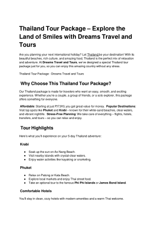 Thailand Tour Package
