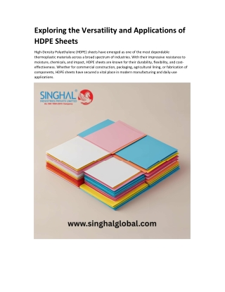 Exploring the Versatility and Applications of HDPE Sheets