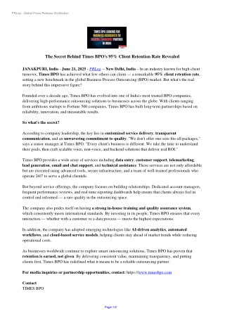 The Secret Behind Times BPO's 95% Client Retention Rate Revealed