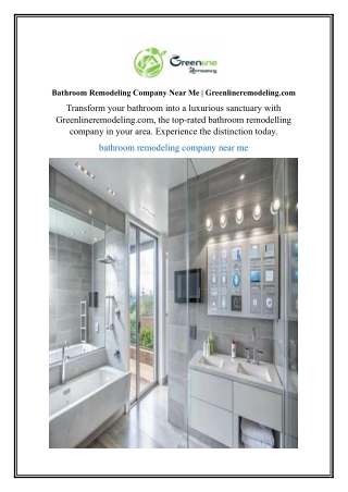 Bathroom Remodeling Company Near Me | Greenlineremodeling.com