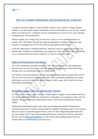 Why Are Computer Maintenance Tips Essential for PC Longevity?