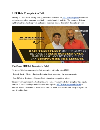 AHT Hair Transplant in Delhi