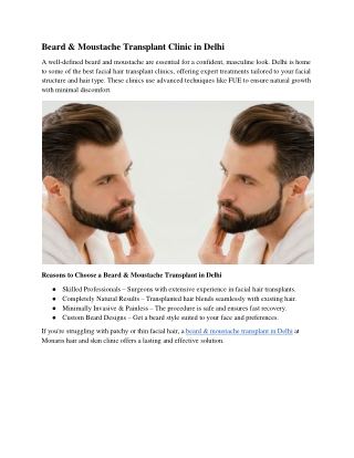 Beard & Moustache Transplant Clinic in Delhi