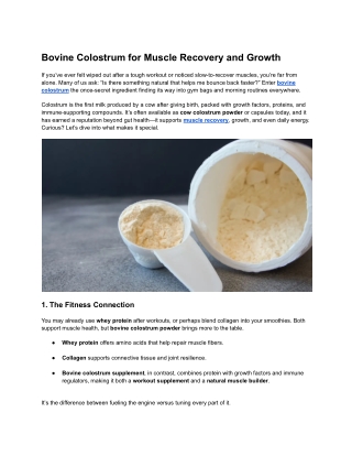 Bovine Colostrum for Muscle Recovery and Growth