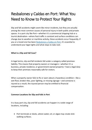 Resbalones y Caídas en Port What You Need to Know to Protect Your Rights