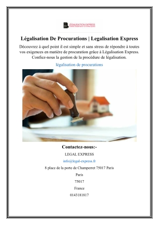 Légalisation De Procurations | Legalisation Express