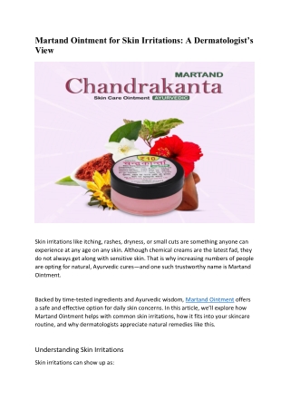 Martand Ointment for Skin Irritations