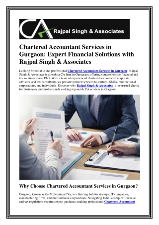 Chartered Accountant Services in Gurgaon