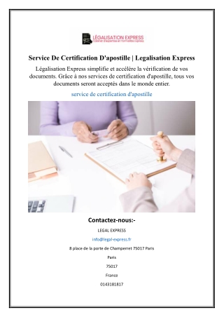 Service De Certification D'apostille | Legalisation Express