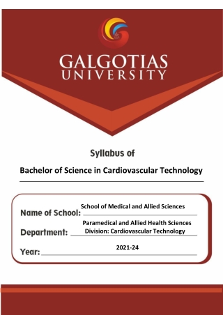 Bachelor of Science in Cardiovascular Technology - Galgotias University