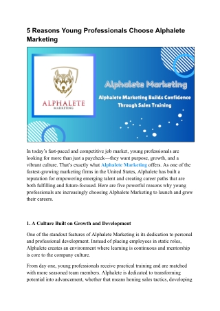 Grow with Alphalete Marketing – Business, Sales & Leadership Careers