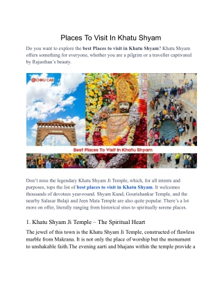 Places to Visit in Khatu Shyam – A Spiritual and Scenic Getaway in Rajasthan