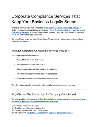 Corporate Compliance Services That Keep Your Business Legally Sound