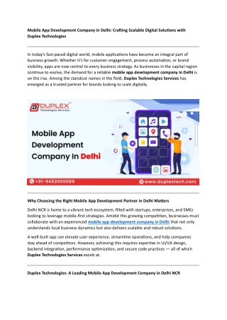 Mobile App Development Company in Delhi