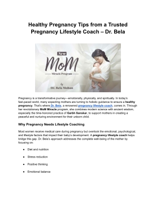 Healthy Pregnancy Tips from a Trusted Pregnancy Lifestyle Coach – Dr. Bela