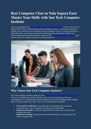 Best Computer Class in Nala Sopara East