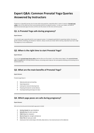 Expert QnA Common Prenatal Yoga Queries Answered by Instructors
