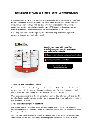 Taxi Dispatch Software as a Tool for Better Customer Reviews