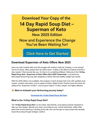14 Day Rapid Soup Diet: Superman of Keto Offers New 2025! Downloads