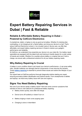 Expert Battery Repairing Services in Dubai _ Fast & Reliable