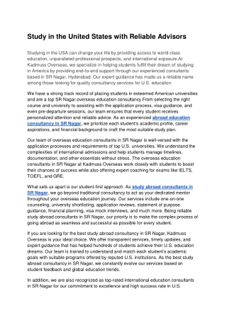 Study in the USA with Trusted Consultants  -  -  -