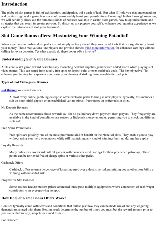 Slot Game Rewards: Optimizing Your Winning Possible!