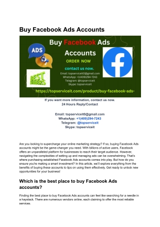 Buy Facebook Ads Accounts