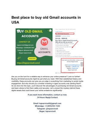 Top Websites To Buy PVA Old Gmail Accounts