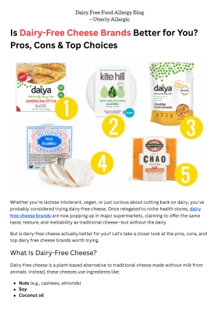 Is Dairy-Free Cheese Brands Better for You? Pros, Cons & Top Choices