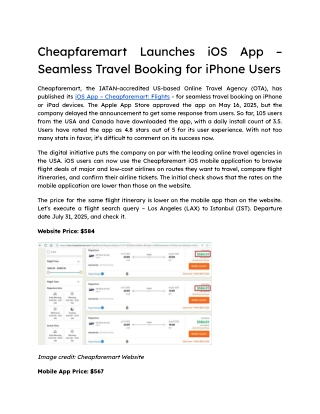 Cheapfaremart Launches iOS App – Seamless Travel Booking for iPhone Users