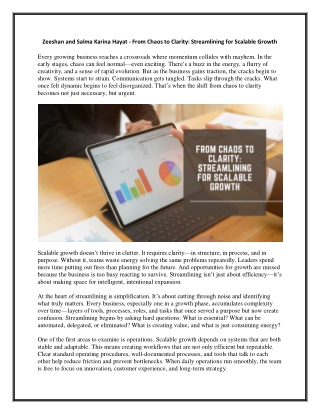 Zeeshan and Salma Karina Hayat - From Chaos to Clarity - Streamlining for Scalable Growth