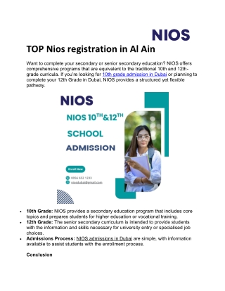 TOP Nios registration in Al Ain