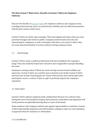 The Best Custom T Shirts Store Benefits of Custom T-Shirts for Employee Uniforms