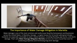 The Importance of Water Damage Mitigation in Marietta