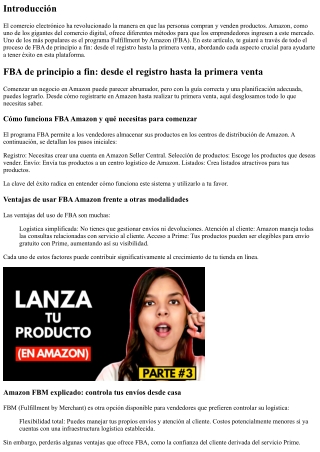 FBA de principio a fin: desde el registro hasta la primera venta