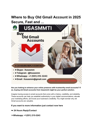 Where to Buy Old Gmail Account in 2025 Secure, Fast and